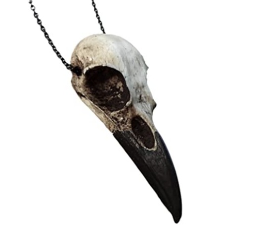 Bone Jewelry Gothic Raven Skull Necklace - Viking Resin Bird Skull Goth Gift