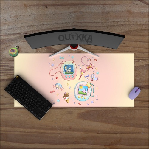 Tamagotchi Warm Pink Design Mousepad - 90x40cm / 4mm / Gradient