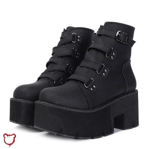 Gothic Black Platform Boots - black shoes / 10