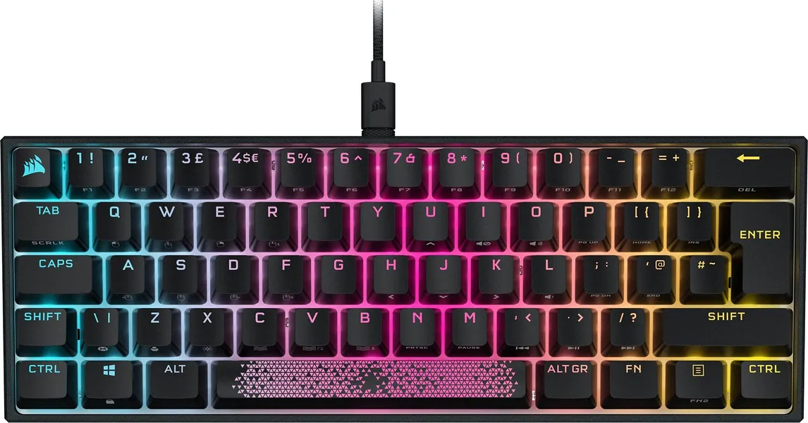 Corsair K65 RGB MINI 60% Mechanical Gaming Keyboard (Customisable RGB Backlighting, CHERRY MX Red Mechanical Keyswitches, PBT Double-Shot Keycaps, AXON Hyper-Processing Technology) QWERTY, Black