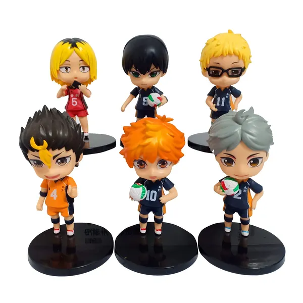 Xinchangda 6/8pcs Haikyuu!! Figure Toy Anime Haikyuu Figure Set PVC Q Version Nendoroid Cartoon Character Model Statue Figure Collectibles Decorations Gifts Favorite By Anime Fan (6pcs, 10cm)