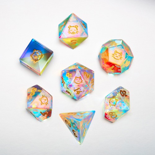 Fantastic Glass Cat Butt DnD D&D Dice Set | Full Set