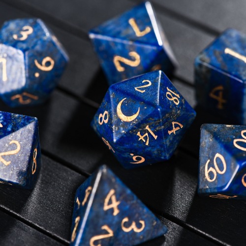 Lapis Lazuli Gemstone Moon DnD D&D Dice Set | Full Set