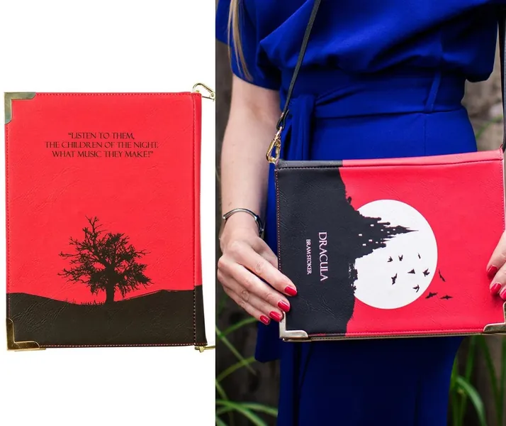 Dracula Boekentas, Boekentas, Beste Cadeau voor vrouwen, Boekkoppeling, Horror Crossbody Tas, Donkere Academia, Boekenliefhebbers Cadeau, Whimsigoth Tas