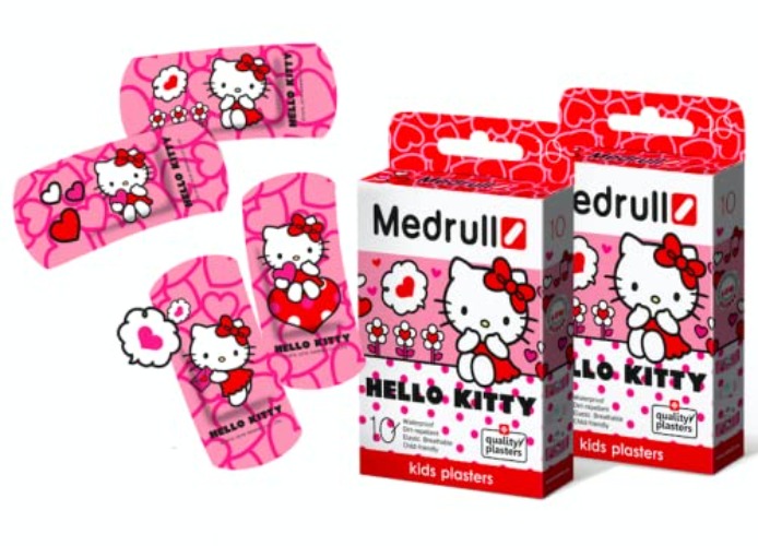 Medrull Hello Kitty Steriele pleister voor kinderen, waterafstotend, kleurrijke tattoopleisters, huidvriendelijk, 2 x 10 stuks
