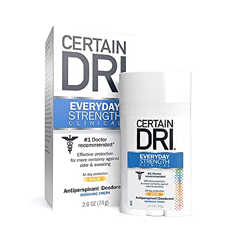 Certain Dri Everyday Strength Clinical Antiperspirant Solid Deodorant, Hyperhidrosis Treatment for Men & Women, Morning Fresh, 2.6oz, 1 Pack - 2.60 Ounce (Pack of 1)
