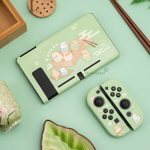 Green Parrot Baby Cartoon Soft TPU Protective Cover Shell for Nintendo Switch Console NS JoyCons Back Protector Housing Case