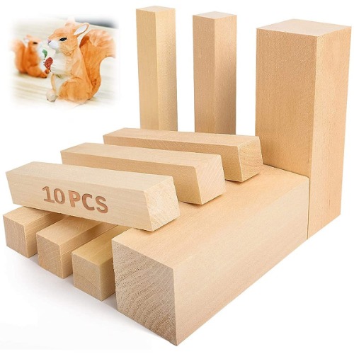 Basswood Carving Block 10Pcs Unfinished Wood Blocks 2 Sizes Natural Soft Wood Carving Whittling Block Art Supplies for Beginner to Expert Carvers DIY Wood Craft