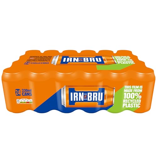 IRN-BRU Regular, 24 Pack Iconic Flavoured Fizzy Drinks Multipack Cans - 24 x 330ml Cans - Regular - 330ml - 24 Cans