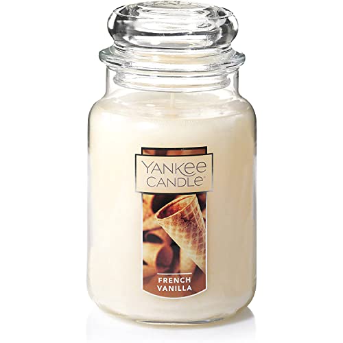 Yankee Candle French Vanilla Scented, Classic 22oz Large Jar Single Wick Candle, Over 110 Hours of Burn Time - French Vanilla - Classic Large Jar