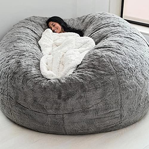 NSMYOOK Bean Bag Chair Cover Only Fur Big Round Soft Fluffy Beanbag Lazy Sofa Bed Cover Living Room Furniture