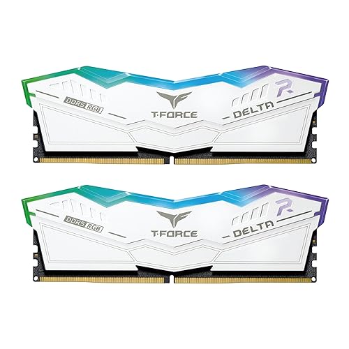 TEAMGROUP T-Force Delta RGB DDR5 Ram 32GB (2x16GB) 6000MHz PC5-48000 CL30 Intel XMP 3.0 & AMD Expo Compatible Desktop Memory Module Ram White FF4D532G6000HC30DC01 - 32GB(2x16GB) - DDR5 6000MHz 30-36-36-76 - White