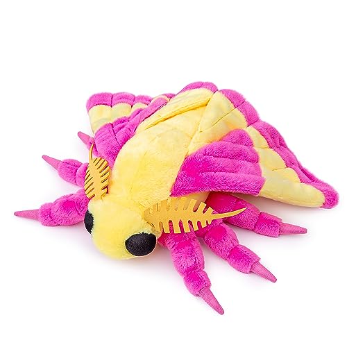 Large Rosy Maple Moth Plush Toy - Lifelike Rosy Maple Moth Stuffed Animals 16in, Realistic Soft Big Wings Moth Toys, Simulation Butterfly Plushie Model Toy, Unique Plush Gift Collection for Kids - Large Rosy Maple Moth