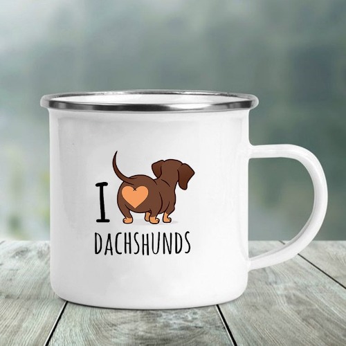 Dachshund Printed Enamel Mugs - F / 360ML