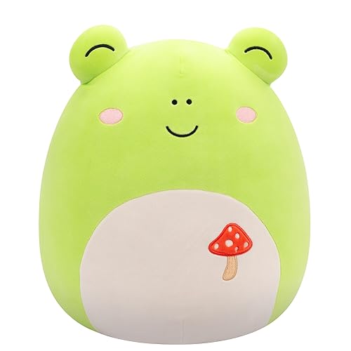 Squishmallows Original 14-Inch Wendy Green Frog with Mushroom Embroidery - Official Jazwares Plush (Large) - Frog - 14 inch
