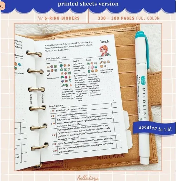 370+ PAGES & Updated to 1.6! Stardew Valley Planner