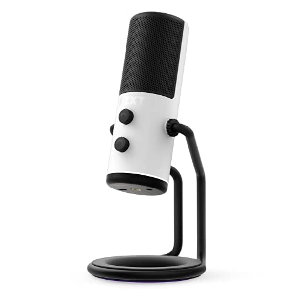 NZXT Capsule - AP-WUMIC-W1 - USB Cardioid Streaming, Gaming & Podcasting Microphone - Crystal Clear Voice Clarity - Built-in Shock Absorber - Easy Boom Arm Mounting - Twitch, Discord, YouTube - White - Capsule - White