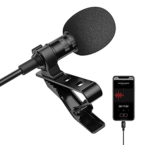 ttstar Microphone Professional for iPhone Lavalier Lapel Omnidirectional Condenser Mic Phone Audio Video Recording Easy Clip-on Lavalier Mic for YouTube, Interview, Mic for iPad for iPone(6.6ft) - 6.6ft