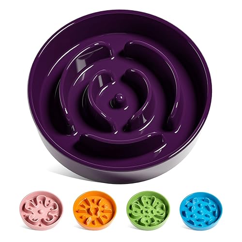 LE TAUCI Dog Bowls Slow Feeder Ceramic, 1.5 Cups Slow Feeding Dog Bowl Small Medium Breed, Puppy Slow Feeder Bowl for Fast Eater, Dog Dishes to Slow Down Eating, Puzzle Dog Food Bowl, Maze Purple - Maze Purple - M-1.5 Cups