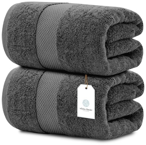 White Classic - Luxury Bath Sheet Towels for Adults Extra Large | Highly Absorbent Hotel spa Bathroom Towel | 35x70 Inch | 2 Pack (Grey) - Gray 2