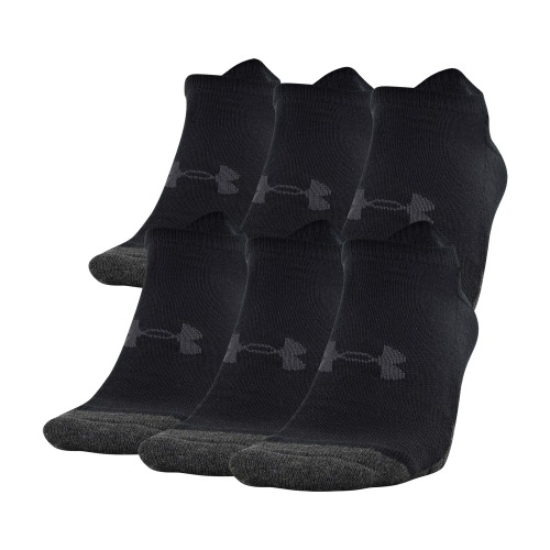 Under Armour Adult Performance Tech No Show Socks, Multipairs - 6 Black (6-pairs) Large