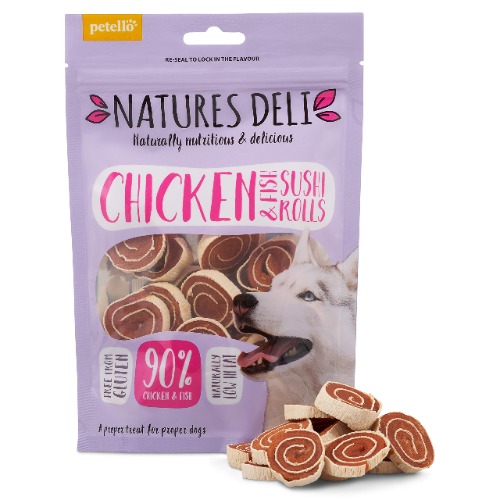 Natures Deli Chicken And Fish Sushi Rolls - High Protein, Natural Flavour, Nutritious, Low Fat Dog Treats - 100g