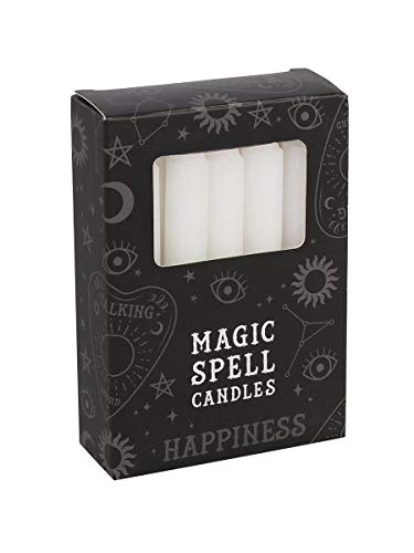 12 Magic Spell Candles - Happiness White 10cm