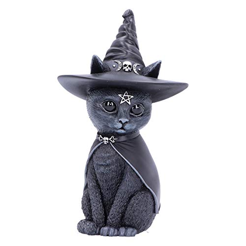 Nemesis Now Purrah Witches Hat Occult Cat Figurine, Black, 13.5cm