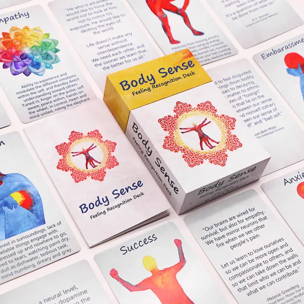 Body Sense Feeling Deck - 42 Emotional Intelligence Study Cards - Hand Painted Illustrations, Neuroscience, and Psychology for Mental Health