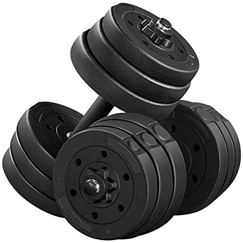 Yaheetech Dumbbells Weight Set 44LB/66LB, Adjustable Dumbbell Weights Exercise & Fitness Equipment w/ 4 Spinlock Collars & 2 Connector Options for Women & Men Gym Home Strength Bodybuilding Training - 44.0 Pounds