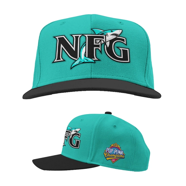 Pop Punk Champions Snapback Hat Teal Black