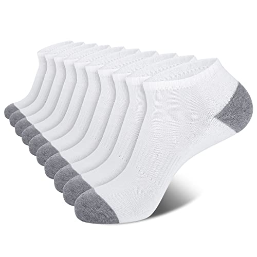 eallco 10 Pairs Mens Ankle Socks Low Cut Socks for Men Size 10-13… - 10 Pairs White