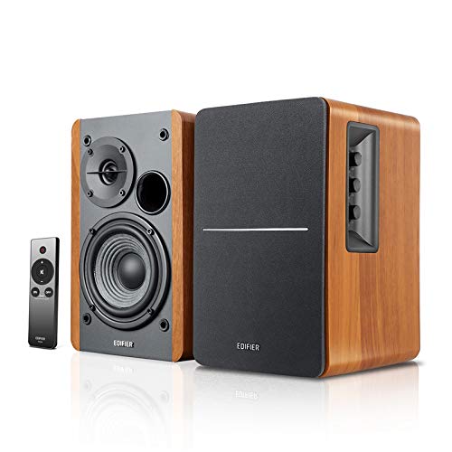 Edifier R1280Ts Powered Bookshelf Speakers - 2.0 Stereo Active Near Field Monitors - Studio Monitor Speaker - 42 Watts RMS with Subwoofer Line Out - Wooden Enclosure - Wood Grain