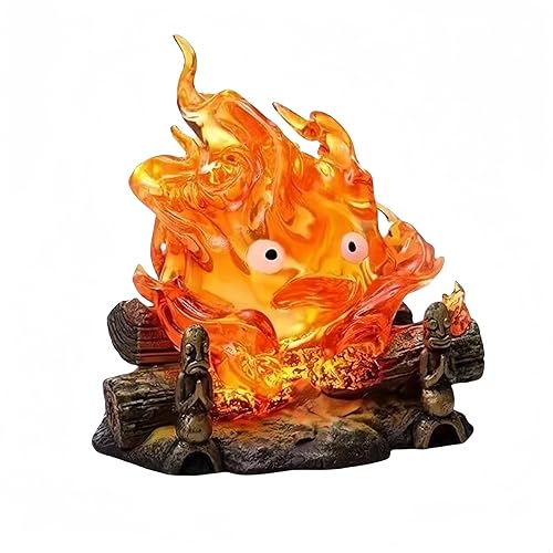 Thcbme Calcifer Night Light, Calcifer Lamp, Desktop Cute Calcifer Light, Small Howls Moving Castle Lamp with Light Up Your Room Flickering Flame Lights for Camping, Curing, Decoration (Style: 2) - Style: 2