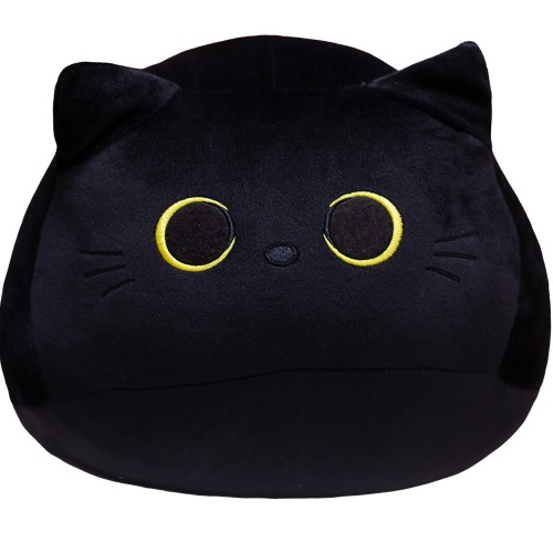 Adam - Soft Cat Plush Pillow Toy - black / 40cm