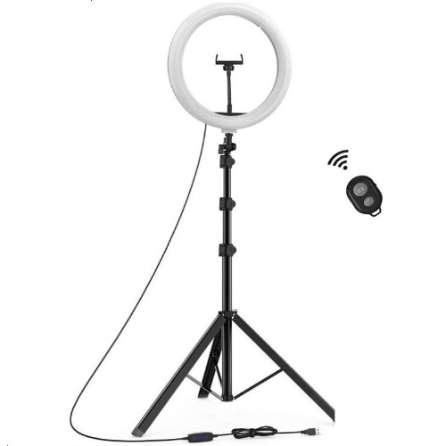 Lampa circulara profesionala SIKS, Led Ring Light, diametru 30 cm, 12 inch, 180 Led-uri, Trepied inclus, 3 moduri de lumina, 10 trepte reglaj, suport telefon, Negru