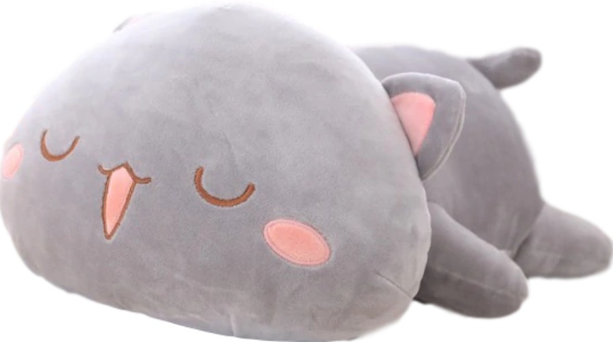 Kawaii Lying Cat Plush (4 VARIANTS, 3 SIZES) - 14″ / 35 cm / Gray (Sleepy)