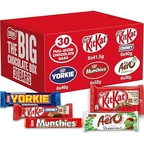 Nestlé The Big Chocolate Box, 30 x Chocolate Bars – KitKat, KitKat Chunky, Yorkie, Aero, Munchies – Sharing Gift, 1.3kg - Chocolate - Big