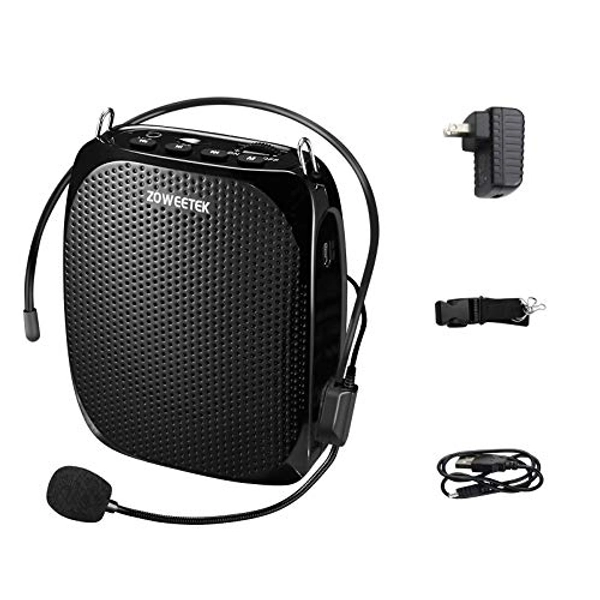 ZOWEETEK ZW-Z258 Portable Rechargeable Mini Voice Amplifier with Wired Microphone Headset and Waistband, Supports MP3 Format Audio for Teachers, Singing, Coaches, Training, Presentation, Tour Guide - AUS-ZW-Z258