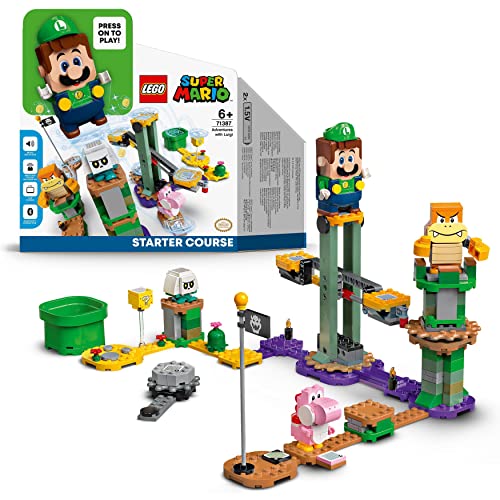 LEGO 71387 Super Mario Adventures with Luigi Starter Course Toy for Kids, Interactive Figure and Buildable Game Set, Girls & Boys Gifts Age 6 Plus, Creative Toys - Luigi Starter Course Toy - No batteries included