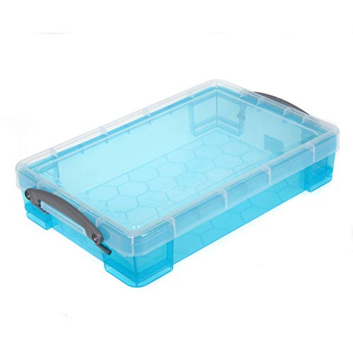 REALLY USE BOX 4 Litre Transparent Blue Recycled Plastic Box with Removable Lid