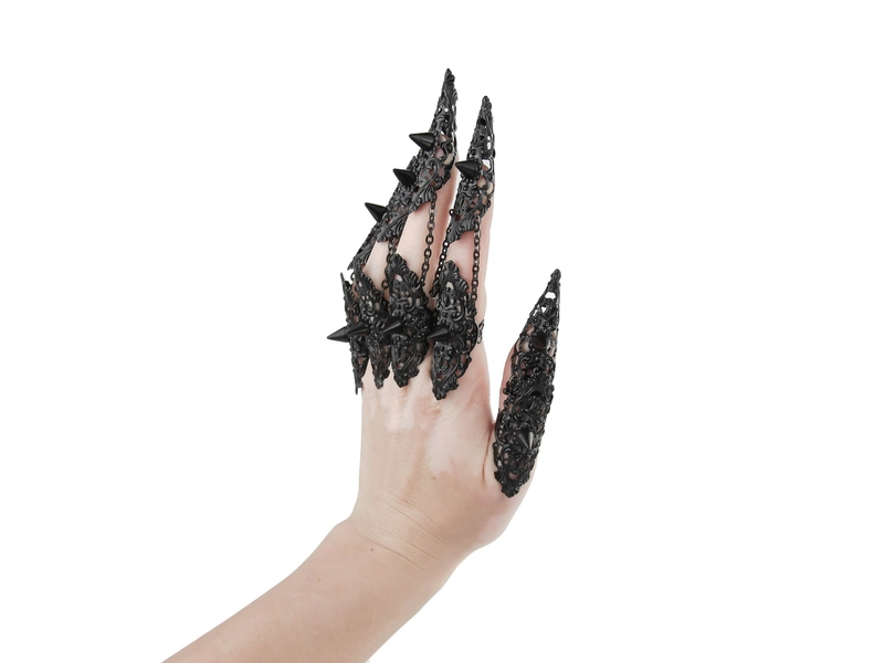 Claw Rings Goth Hand Armor &quot;Divine Thorns&quot; Gift for Her Gothic Nail Jewelry Horror Hand Jewels Halloween