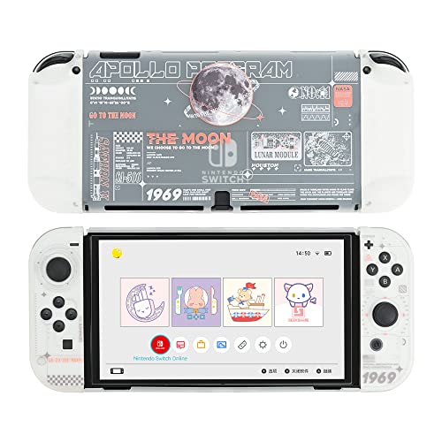 GeekShare Clear Protective Case Slim Cover Case Compatible with Nintendo Switch OLED and Joy-Con - Shock-Absorption and Anti-Scratch - The Moon - Clear