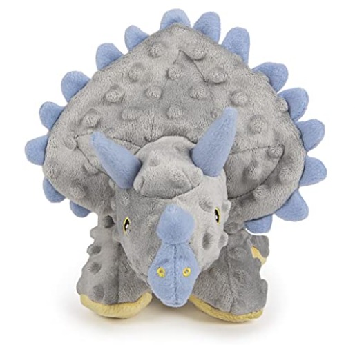 goDog Dinos Frills Squeaky Plush Dog Toy, Chew Guard Technology - Gray, Large - Dinos Frills - Large - Dinos Frills (Gray)