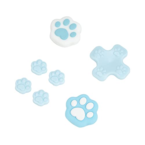 GeekShare Cat Paw Button Caps Thumb Grips Set, Joystick Cover Caps Compatible with Nintendo Switch/OLED - Blue