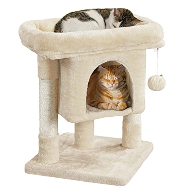 Yaheetech 23.5in Cat Tree Tower, Cat Condo with Sisal-Covered Scratching Posts, Cat House Activity Center Furniture for Kittens, Cats and Pets - Beige