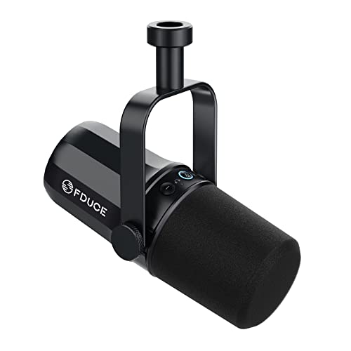 FDUCE SL40 Vocal Dynamic Microphone for Podcasting, Gaming, Live Streaming & Recording, Built-in Headphone Output, LED Mute Button, All Metal USB/XLR Cardioid Mic, Voice-Isolating Technology