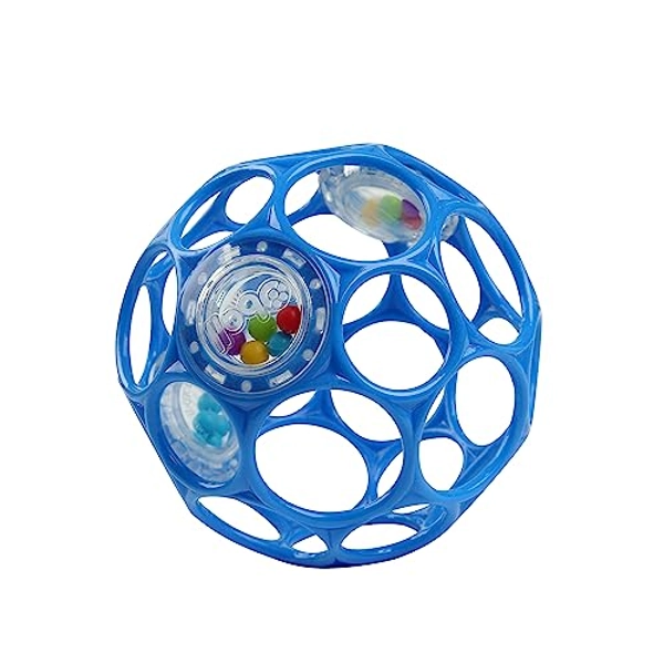 Oball Rattle, Blau - Flexibles und leicht Greifbares Design, für Kinder Jeden Alters