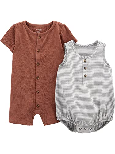 Simple Joys by Carter's Baby-Jungen Strampler (2er Pack) - 6-9 Monate - Braun/Grau Streifen