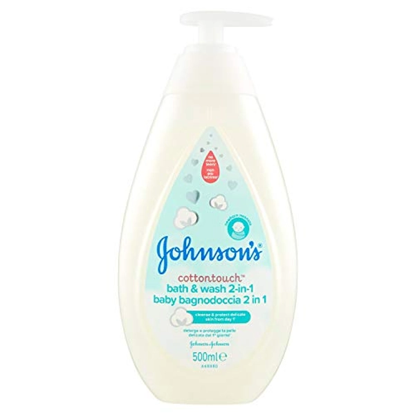 JOHNSON'S Baby, 2-in-1 Duschbad, Cottontouch, für Kinder und Babys, mit echter Baumwolle, ohne Farbstoffe, Alkohol und Seife, keine Tränen mehr, 500 ml